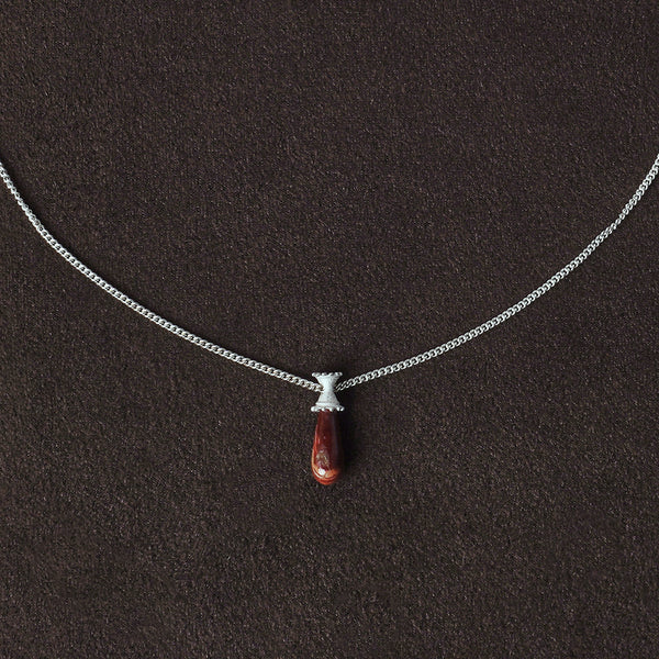 OLIO E ACETO Sterling Silver Quartzite/Lapis Lazuli/Red Snakeskin Jade Morning Dew Pendant Necklace OLIO-OA13N01-YH Red
